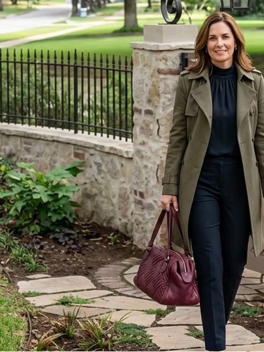 Cole Haan Quilted Leather Handbag - Burgundy